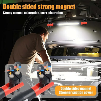COB LED Work Light USB Rechargeable Magnetic Hook Multifunctional Long Strip Light for Car Repair Emergency Working Camping